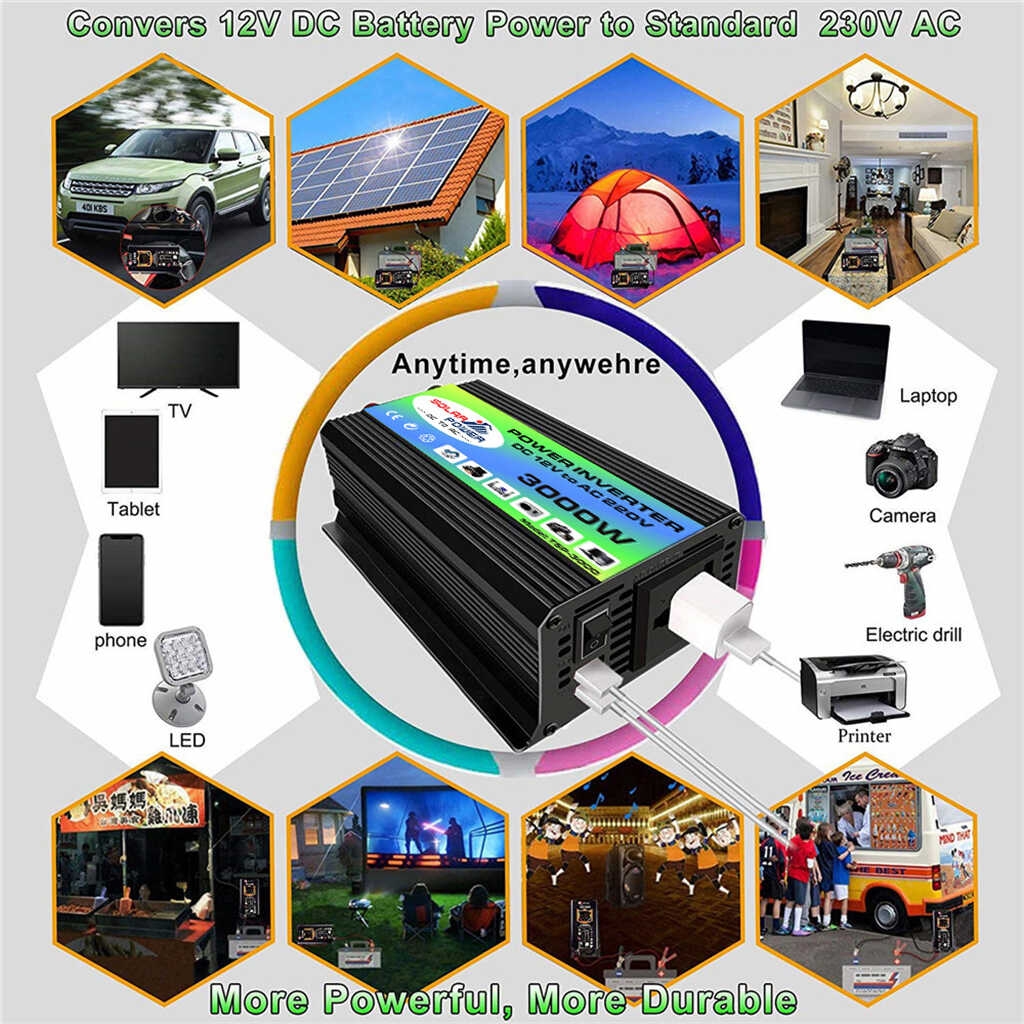 76518f48543ea09844a153499b9f875e Share this product Peaks 3000W DC12V-AC220V Modified Sine Wave Inverter- Black